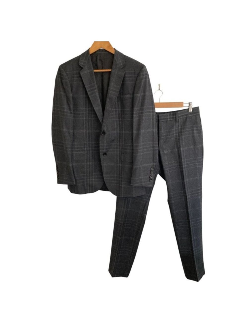 Gucci Plaid Tailored Jacket Trousers Pants Suit Set Gray